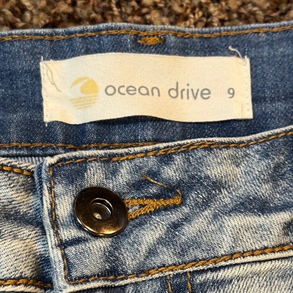 Ocean Drive Light Blue Distressed Jean Shorts - Picture 3 of 6